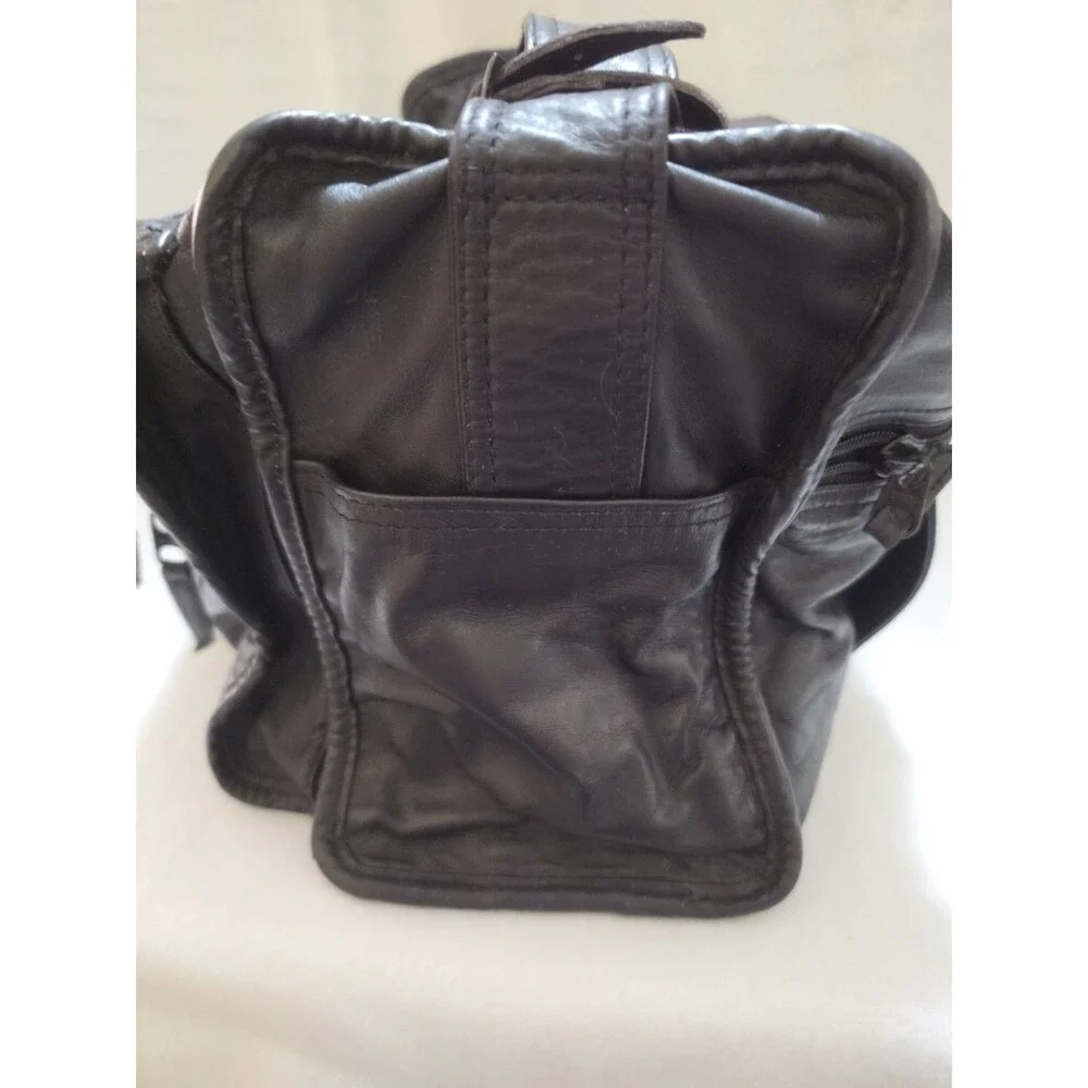 Tumi Black Leather Travel Bag Made in USA Toiletry Camera Utility Case READ